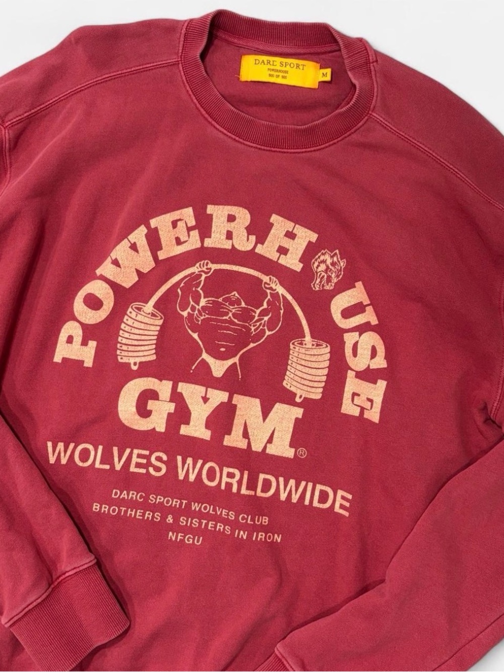 Darc Sport Powerhouse Gym Wolves Worldwide Burgundy Crewneck Sweatshirt M